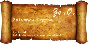Zsivanov Orgona névjegykártya